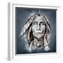 Sketch Of Tattoo Art, Portrait Of American Indian Head-outsiderzone-Framed Art Print