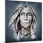 Sketch Of Tattoo Art, Portrait Of American Indian Head-outsiderzone-Mounted Art Print