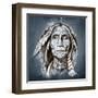 Sketch Of Tattoo Art, Portrait Of American Indian Head-outsiderzone-Framed Art Print