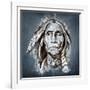 Sketch Of Tattoo Art, Portrait Of American Indian Head-outsiderzone-Framed Art Print