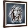 Sketch Of Tattoo Art, Portrait Of American Indian Head-outsiderzone-Framed Art Print