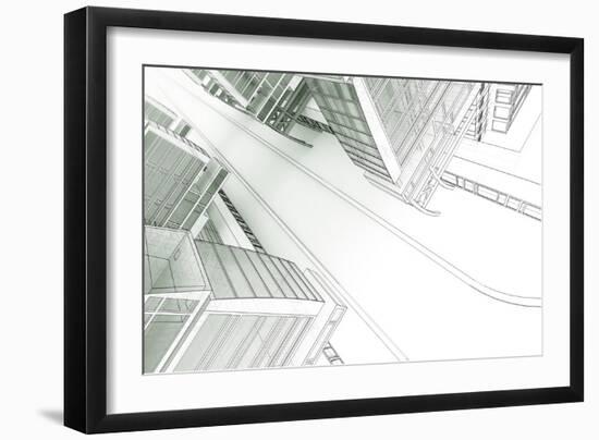 Sketch of the Business Center-Aexandr-Framed Art Print