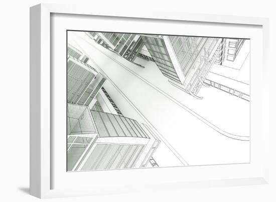 Sketch of the Business Center-Aexandr-Framed Art Print