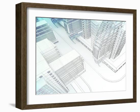 Sketch of the Business Center-Aexandr-Framed Art Print