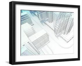 Sketch of the Business Center-Aexandr-Framed Art Print