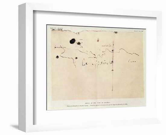Sketch of the Coast of Espanola-Christopher Columbus-Framed Giclee Print