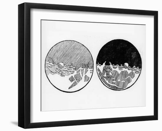 Sketch of the Moon by Galileo Galilei, C1635-Galileo Galilei-Framed Giclee Print