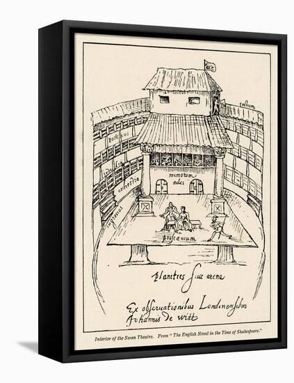 Sketch of the Swan Theatre in London-Johann De Witt-Framed Stretched Canvas