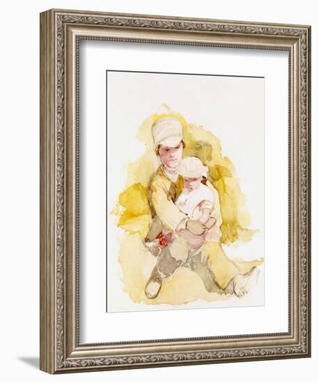 Sketch of Two Children, C.1852-Richard Redgrave-Framed Giclee Print