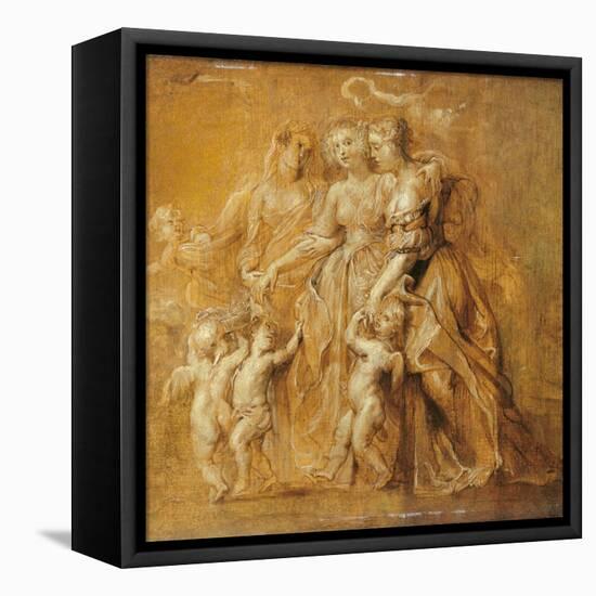 Sketch of Women with Putti-Peter Paul Rubens-Framed Stretched Canvas