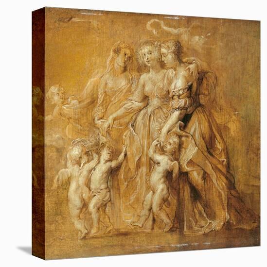 Sketch of Women with Putti-Peter Paul Rubens-Stretched Canvas