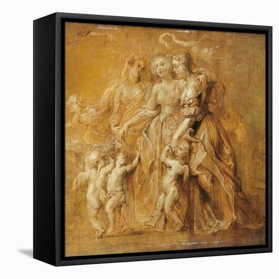 Sketch of Women with Putti-Peter Paul Rubens-Framed Stretched Canvas