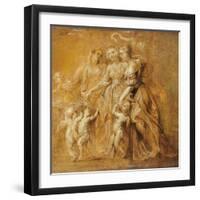 Sketch of Women with Putti-Peter Paul Rubens-Framed Art Print