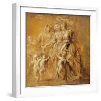 Sketch of Women with Putti-Peter Paul Rubens-Framed Art Print