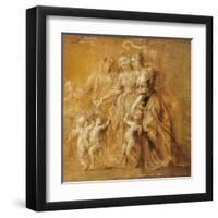 Sketch of Women with Putti-Peter Paul Rubens-Framed Art Print