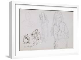 Sketchbook: a Study of Women and Women with Children-William Adolphe Bouguereau-Framed Giclee Print