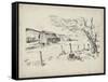 Sketched Barn View II-Jennifer Parker-Framed Stretched Canvas