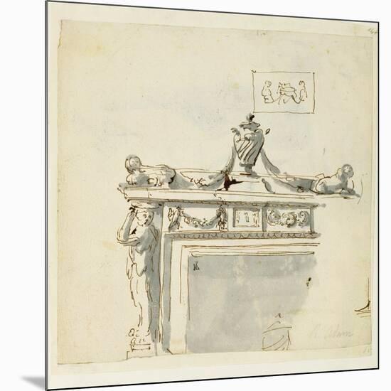 Sketched Design for a Fireplace-Robert Adam-Mounted Giclee Print