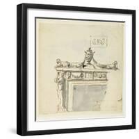 Sketched Design for a Fireplace-Robert Adam-Framed Giclee Print