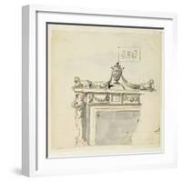 Sketched Design for a Fireplace-Robert Adam-Framed Giclee Print