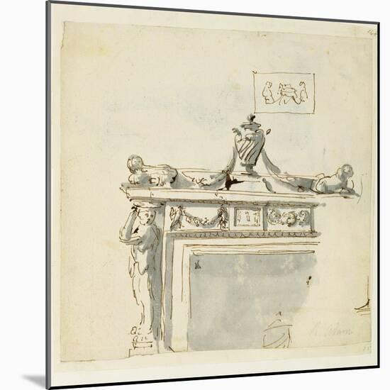 Sketched Design for a Fireplace-Robert Adam-Mounted Giclee Print