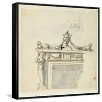 Sketched Design for a Fireplace-Robert Adam-Framed Stretched Canvas