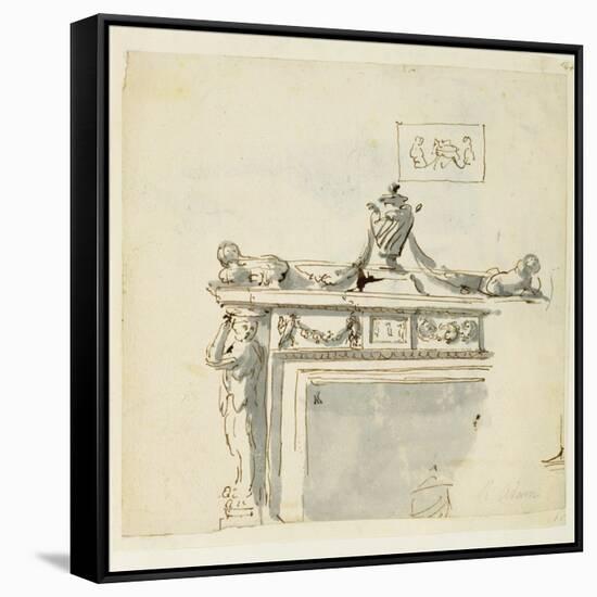 Sketched Design for a Fireplace-Robert Adam-Framed Stretched Canvas
