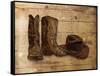 Sketched Hat And Boots-OnRei-Framed Stretched Canvas