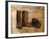 Sketched Hat And Boots-OnRei-Framed Art Print