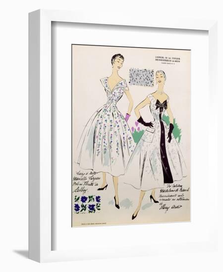 Sketches and Fabric Swatches, from L'Oficiel de La Couleur Des Industries de La Mode-null-Framed Giclee Print