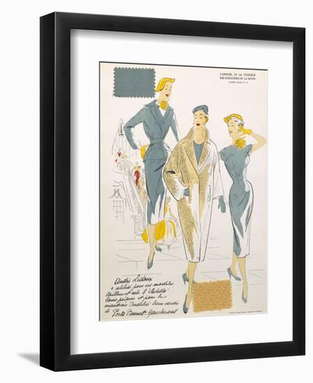 Sketches and Fabric Swatches, from L'Oficiel de La Couleur Des Industries de La Mode-null-Framed Giclee Print