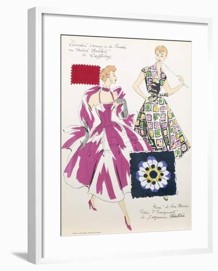 Sketches and Fabric Swatches, from L'Oficiel de La Couleur Des Industries de La Mode-null-Framed Giclee Print