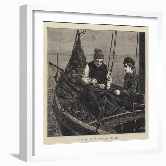 Sketches at Sea, Mending the Jib-Hamilton Macallum-Framed Giclee Print