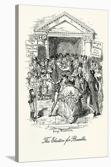 'Sketches by Boz' by Charles Dickens-George Cruikshank-Stretched Canvas