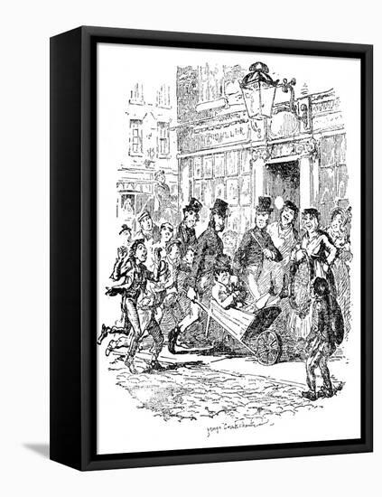 'Sketches by Boz' by Charles Dickens-George Cruikshank-Framed Stretched Canvas
