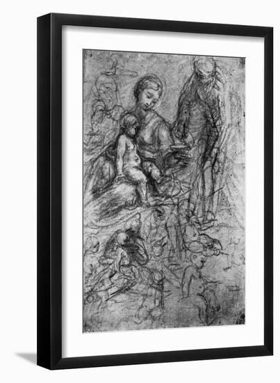 Sketches for a 'Holy Family, by Allegri Da Correggio, 1913-Correggio-Framed Giclee Print