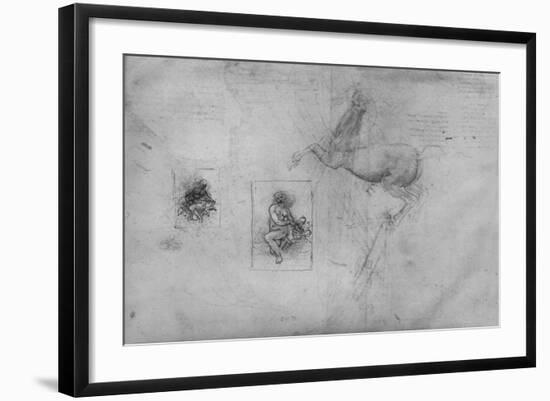 'Sketches for a Kneeling Leda and of a Horse', c1480 (1945)-Leonardo Da Vinci-Framed Giclee Print