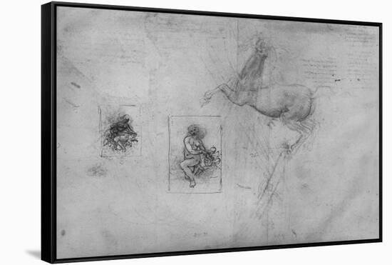 'Sketches for a Kneeling Leda and of a Horse', c1480 (1945)-Leonardo Da Vinci-Framed Stretched Canvas