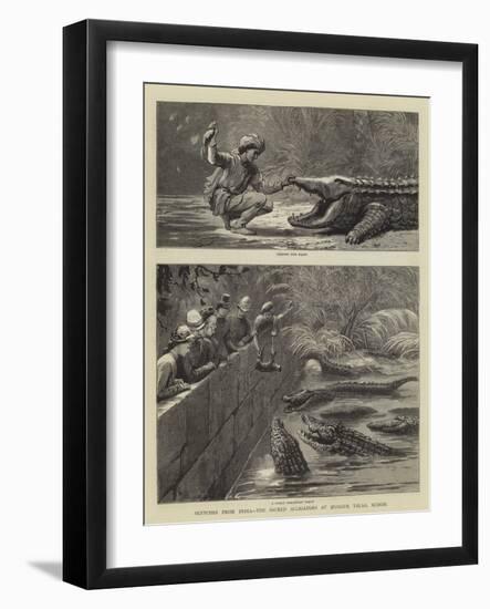 Sketches from India, the Sacred Alligators at Muggur Talao, Scinde-null-Framed Giclee Print