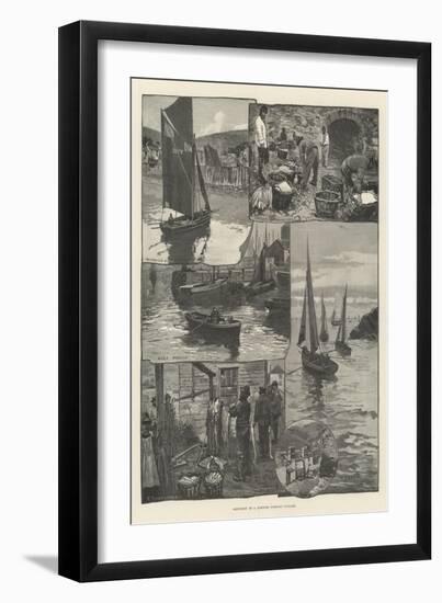 Sketches in a Cornish Fishing Village-null-Framed Premium Giclee Print