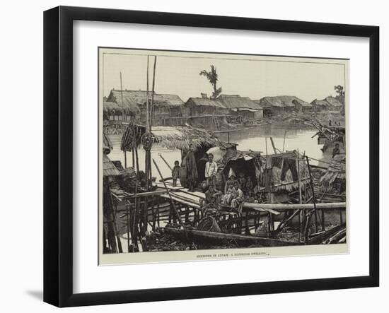 Sketches in Annam, a Riverside Dwelling-null-Framed Giclee Print