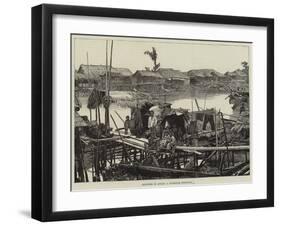 Sketches in Annam, a Riverside Dwelling-null-Framed Giclee Print