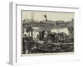 Sketches in Annam, a Riverside Dwelling-null-Framed Giclee Print