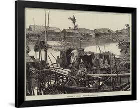 Sketches in Annam, a Riverside Dwelling-null-Framed Giclee Print