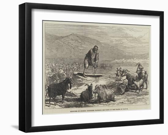 Sketches in Cyprus, Goatherd Watering His Flock in the Plains of Paphos-Charles Robinson-Framed Giclee Print