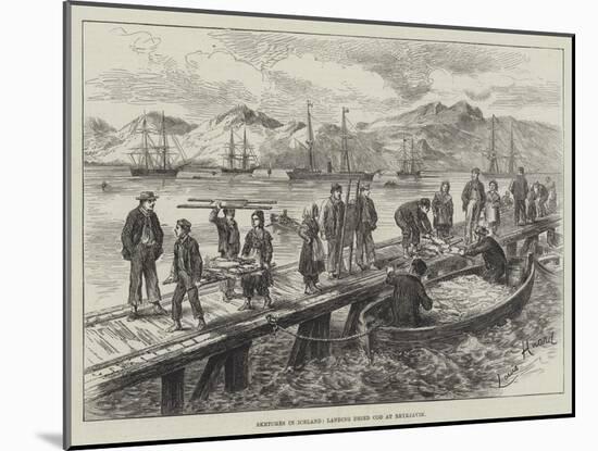 Sketches in Iceland, Landing Dried Cod at Reykjavik-L. Huard-Mounted Giclee Print