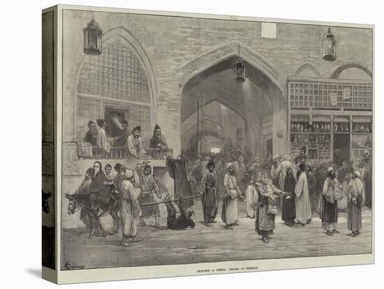 Sketches in Persia, Bazaar at Teheran-Felix Regamey-Stretched Canvas