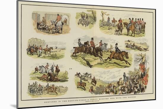 Sketches in the Hunting-Field, a Forty Minutes' Run with the Hounds-John Charlton-Mounted Giclee Print