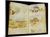 Sketches of Arabs, Landscapes of Morocco, Arab Crowds, Gate of Meknes and Hand-Written Notes-Eugene Delacroix-Mounted Giclee Print