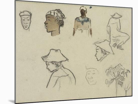 Sketches of Figures and Foliage-Paul Gauguin-Mounted Giclee Print